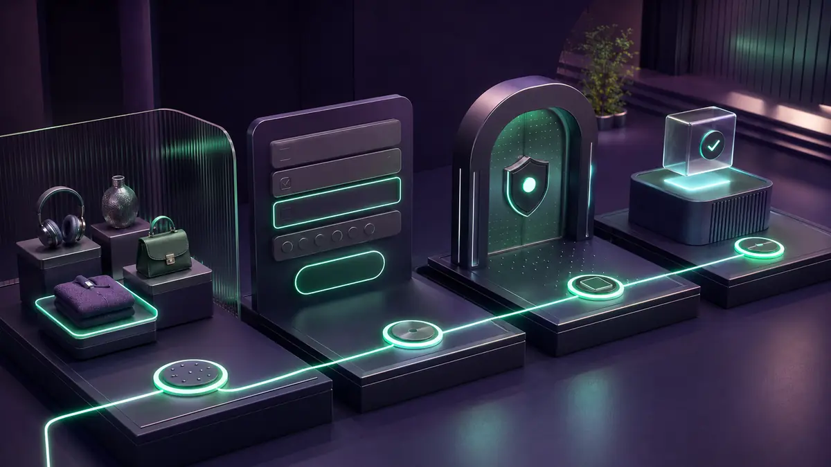 Inclusive ecommerce checkout journey represented by orderly form controls, tactile cues and accessible visual connections