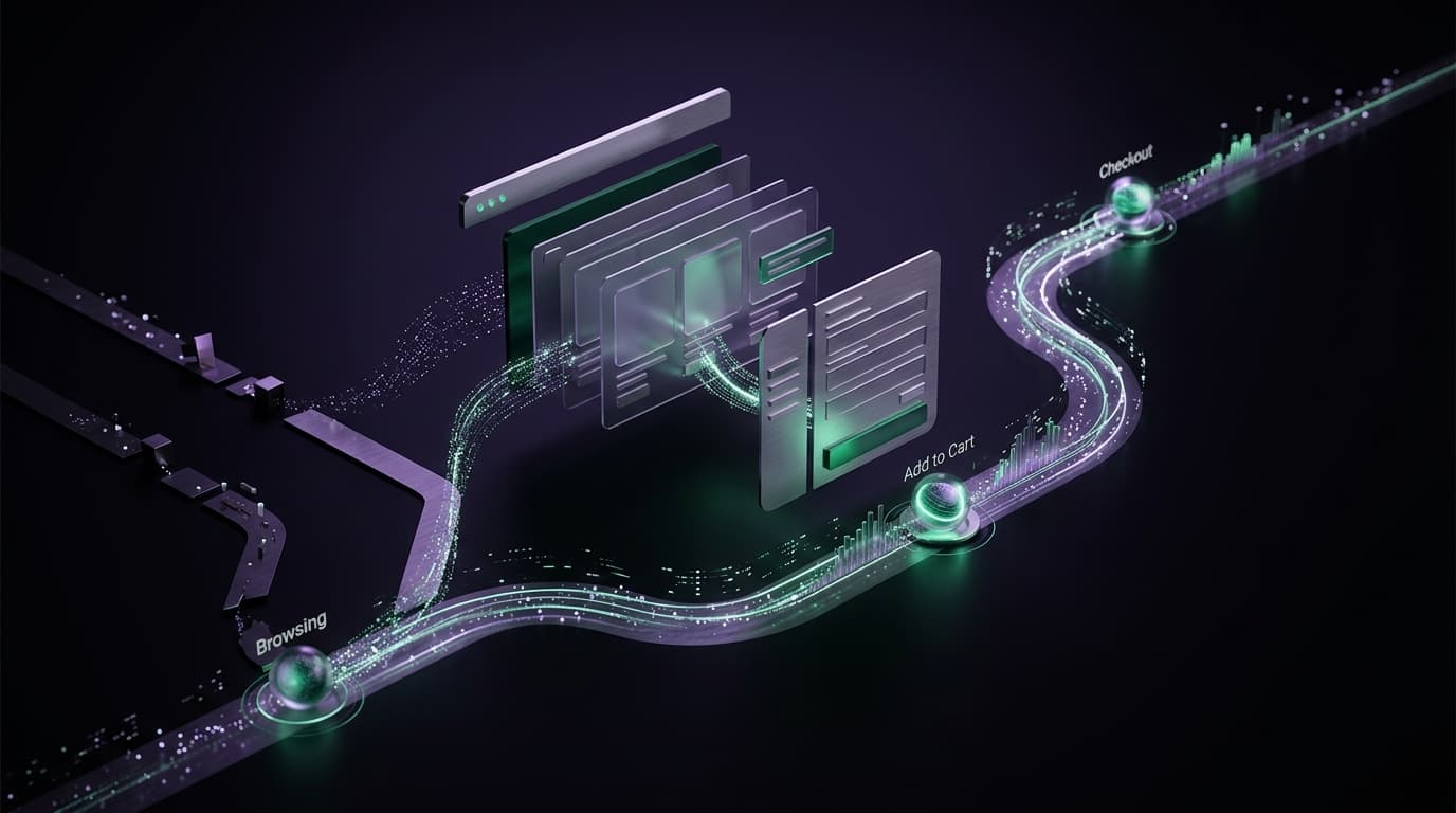 Abstract editorial illustration about: E-commerce: why your online store loses conversions (and how to fix it)