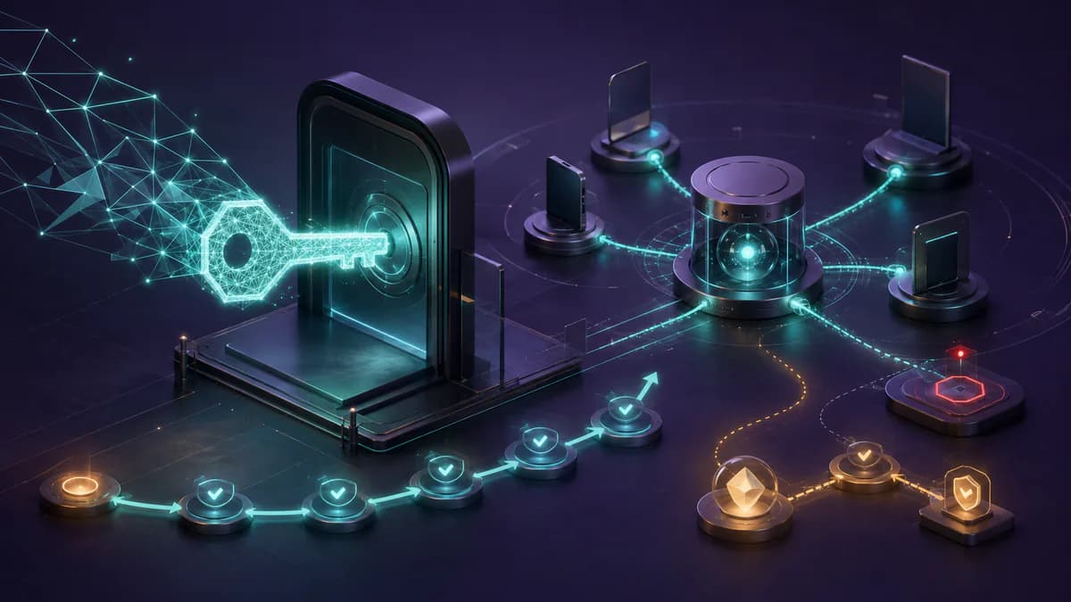 Ecommerce authentication path protected by modular cryptographic keys, with primary sign-in, fallback and account recovery kept clearly separate