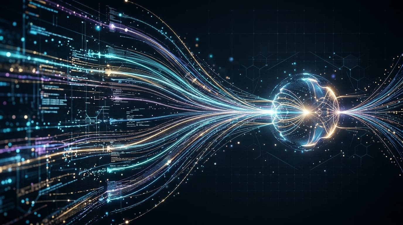 Digital data streams converging to create a personalized user experience on an ecommerce website