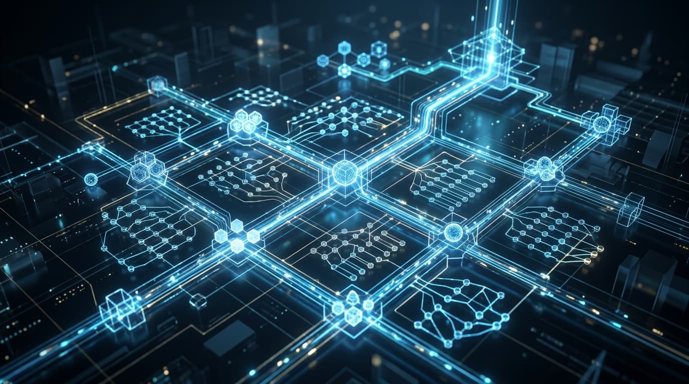 Complex schema of interconnected nodes representing an e-commerce digital architecture, with a focus on SEO optimization for collections and product filters.