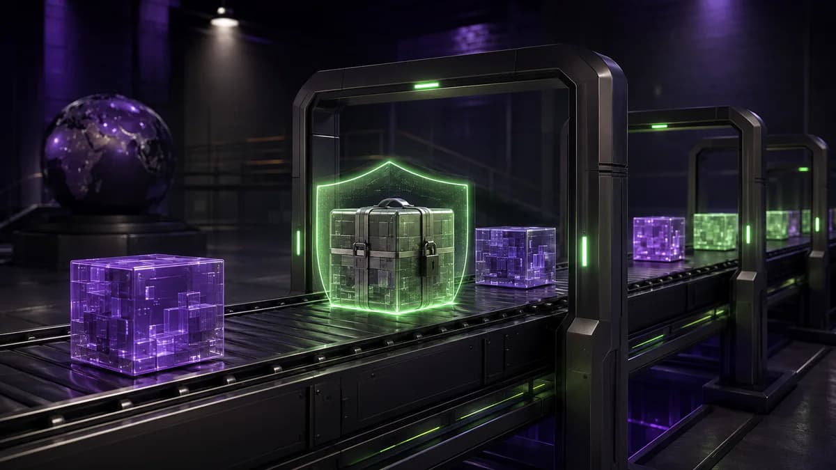 Modular software components move through a verification chain toward an intact and traceable artifact