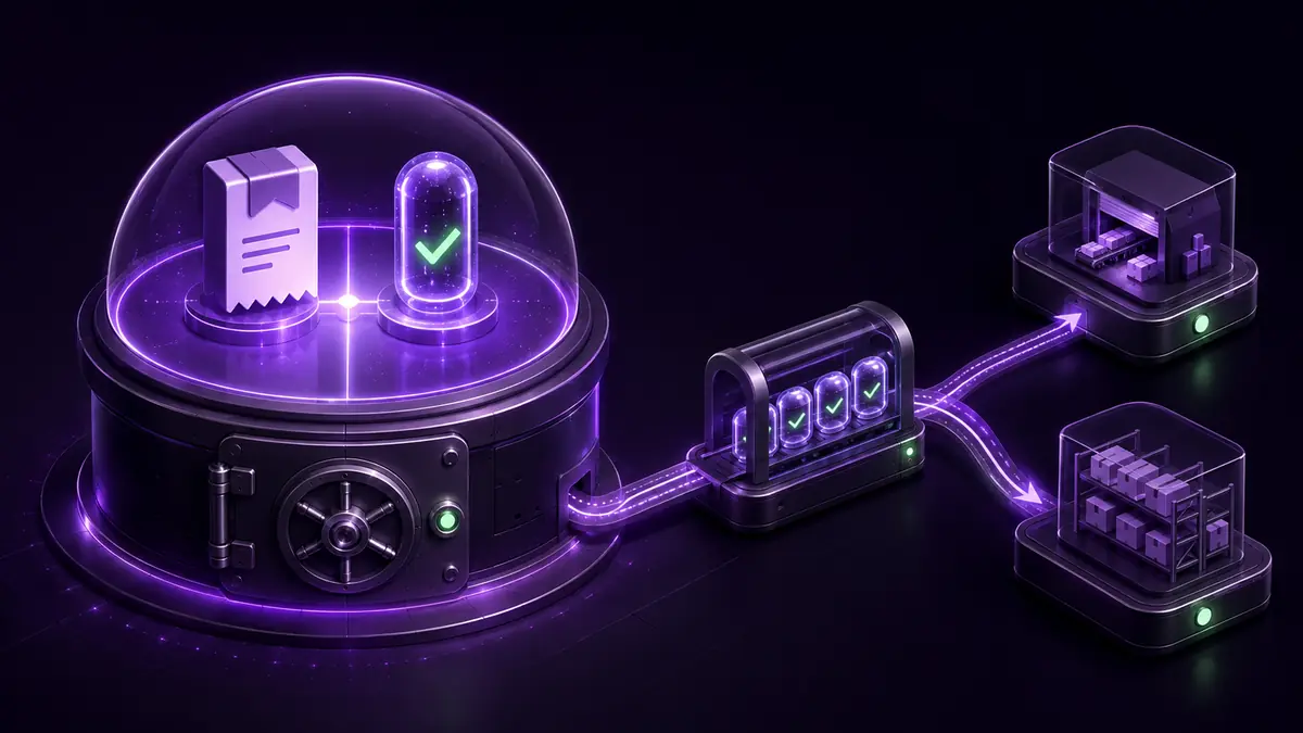 An ecommerce transaction stores an order and its event together in an outbox ledger before a relay forwards the message to connected services